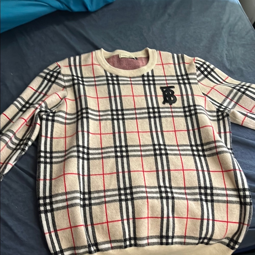 Burberry Beige Checkered Men's Sweater